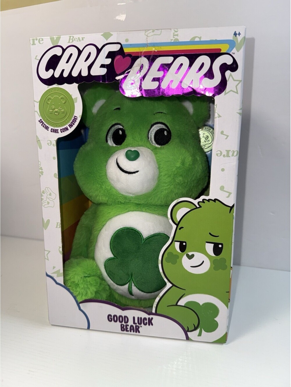 New! Care Bears 14" Plush Good Luck Bear With A Special Collectible Coin NIB